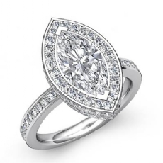Pave Setting Side Halo diamond Ring 18k Gold White