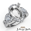Pear Diamond 3 Stone Anniversary Ring 18k White Gold Semi Mount 1.4Ct - javda.com 