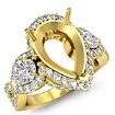 Pear Diamond Three 3 Stone Anniversary Setting Ring 14k Gold Yellow Semi Mount 1.4Ct