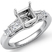 Princess Baguette Diamond Three 3 Stone Engagement Setting Ring 14k Gold White 0.45Ct