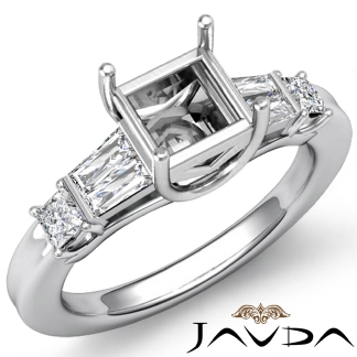 Princess Baguette Diamond Three 3 Stone Engagement Setting Ring 14k Gold White 0.45Ct