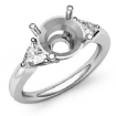 Three Stone Diamond Engagement Trillion Round Semi Mount Ring Platinum 950 0.55Ct - javda.com 