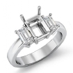 3 Stone Diamond Engagement Emerald Semi Mount Ring 18k White Gold 0.5Ct - javda.com 