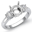 Diamond 3 Stone Engagement Ring Platinum 950 Round Semi Mount 0.3Ct - javda.com 
