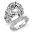 3.7Ct Diamond Engagement Ring Round Halo Pave Setting Bridal Set Platinum 950 - javda.com 