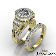 Designer Vintage Bridal Set diamond Ring 14k Gold Yellow