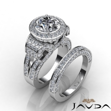 Designer Vintage Bridal Set diamond Ring 18k Gold White