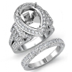 3.65Ct Diamond Engagement Ring Pear Pave Bridal Sets Semi Mount 14k White Gold - javda.com 