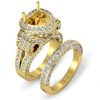3.9Ct Diamond Engagement Ring Heart Halo Pave Setting Bridal Set 14k Gold Yellow