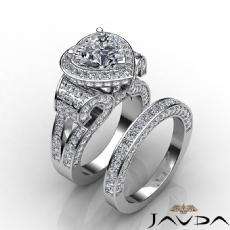 Vintage Halo Pave Bridal Set diamond Ring 18k Gold White
