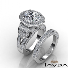 Antique Halo Pave Bridal Set diamond Ring 18k Gold White