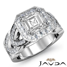 Designer Shank Halo Pave diamond Ring 18k Gold White
