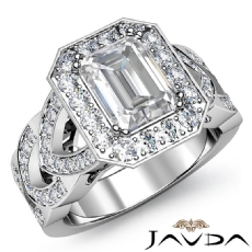 Designer Shank Halo Pave diamond Ring 14k Gold White
