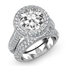 Duet Halo Pave Bridal Set diamond  14k Gold White