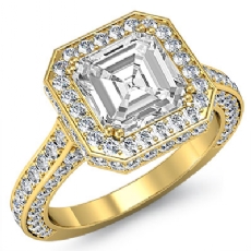 Circa Halo Side-Stone Pave diamond Ring 14k Gold Yellow