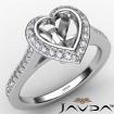 Halo Pave Setting Diamond Engagement Ring Platinum 950 Heart Semi Mount 0.47Ct - javda.com 