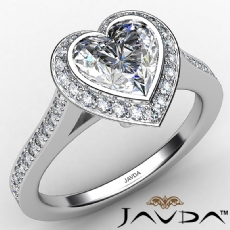 Halo Bezel Pave Set Accents diamond Ring 14k Gold White