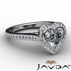 Halo Bezel Pave Set Accents diamond Ring 18k Gold White