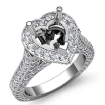 Heart Semi Mount Diamond Engagement Halo Pave Setting Ring 18k White Gold 2.1Ct - javda.com 
