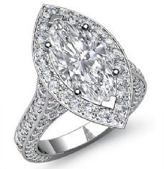 High Setting Halo Pave Set diamond Ring 14k Gold White
