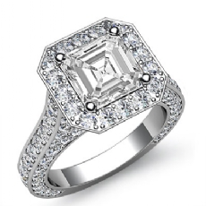 Halo Micro Pave Bridge Accent diamond Ring 18k Gold White
