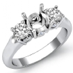 Round Diamond 3 Stone Engagement Semi Mount Ring Platinum 950 0.5Ct - javda.com 