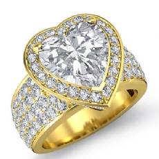 4 Row Shank Halo Pave diamond Ring 18k Gold Yellow