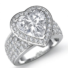 4 Row Shank Halo Pave diamond Ring 18k Gold White