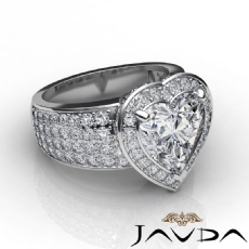 4 Row Shank Halo Pave diamond Ring 18k Gold White