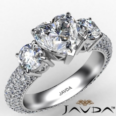 Claw Prong 3 Stone Pave Shank diamond Ring Platinum 950