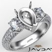 3 Stone Pear Semi Mount Diamond Engagement Ring In 18k White Gold 2.64Ct - javda.com 
