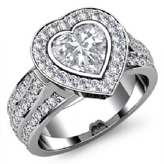 Bezel Set Halo 3 Row Shank diamond Ring 18k Gold White