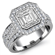 3 Row Shank Halo Bezel diamond Ring 18k Gold White