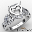 Three 3 Stone Heart Shape Semi Mount Engagement Ring 14k White Gold 1.5Ct - javda.com 