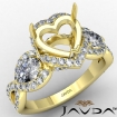 Three 3 Stone Heart Shape Semi Mount Engagement Ring 18k Yellow Gold 1.5Ct - javda.com 