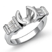 Baguette Round Diamond 3Stone Engagement Ring Setting 18k White Gold 0.4Ct - javda.com 