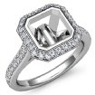 Diamond Engagement Ring Platinum 950 Asscher Semi Mount Halo Setting 0.8Ct - javda.com 