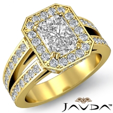 Double Prong Halo Sidestone diamond  14k Gold Yellow