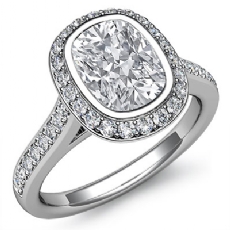 Bezel Halo Pave Setting diamond Ring 14k Gold White