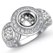 Round Side Diamond 3 Stone Engagement Ring Setting Semi Mount Platinum 950 1.15Ct - javda.com 