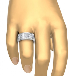 Womens Princess Invisible Diamond Half Wedding Band Ring 14k Gold White 1.75Ct