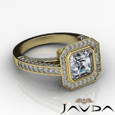 Halo Bezel Setting Sidestone diamond Ring 14k Gold Yellow