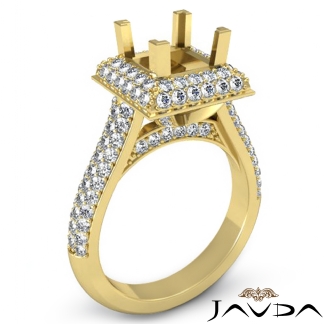 1.4Ct Diamond Engagement Princess Cut Ring 14k Gold Yellow Halo Setting SemiMount