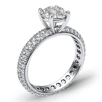 1.5 Ct Pave Diamond Engagement Ring Classic Round Semi Mount Setting 14K Wh Gold
