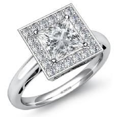 Halo Sidestone Filigree diamond Ring 14k Gold White