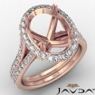 1.05Ct Halo Oval Semi Mount Diamond Engagement Ring Split Shank 18k Rose Gold - javda.com 
