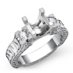 Round Diamond 3 Stone Ring Vintage Semi Mount Prong Platinum 950 0.35Ct - javda.com 