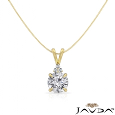 Double Bail Prong Solitaire diamond Pendant 18k Gold Yellow