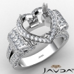 Vintage Halo Heart Semi Mount Diamond Engagement Ring 1.57Ct 18k White Gold - javda.com 