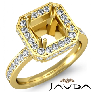 0.85Ct Diamond Engagement Ring 14k Gold Yellow Princess Semi Mount Halo Setting